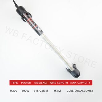 220V 240V Verstelbare Temperatuur Thermostaat Heater Rod 25W/ 50W/ 100W/ 200W/ 300W Dompelpompen Aquarium Fish Tank Water Warmte H-300 300W