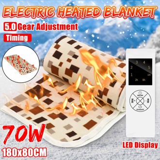 220V 70W Elektrische Deken Dikker Heater Warmer Verwarmde Deken 5 Versnelling Thermostaat Timing Functie Elektrische Verwarming Bed Matras