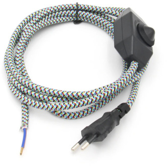 220V AC Europe Plug Power Cord With Dimmer Switch Textile Braided Cable Electrical Power Cords