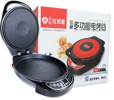 220V Elektrische Bakpan Dubbelzijdig Verwarming Type Ophanging Crêpe Maker Koekenpan Pannenkoek Bakken Machine Pie Pizza Bakplaat Blauw / VS