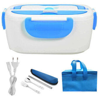 220V Eu Plug Elektrische Verwarming Bento Box Roestvrij Staal Voedsel Warmer Container School Office Home Verwarmde Lunchbox Tas set 220V blauw- zak reeks