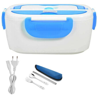 220V Eu Plug Elektrische Verwarming Bento Box Roestvrij Staal Voedsel Warmer Container School Office Home Verwarmde Lunchbox Tas set 220V blauw