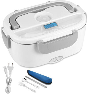 220V Eu Plug Elektrische Verwarming Bento Box Roestvrij Staal Voedsel Warmer Container School Office Home Verwarmde Lunchbox Tas set 220V wit