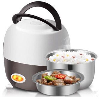 220V Mini Elektrische Rijstkoker 2/3 Lagen Beschikbaar Steamer Rvs Inner Portable Maaltijd Thermische Verwarming Lunchbox 2 layers