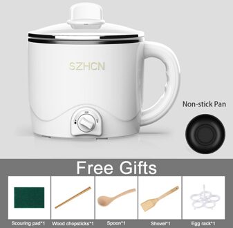 220V Mini Multifunctionele Elektrische Koken Machine Huishouden Enkele/Dubbele Laag Pot Multi Elektrische Rijstkoker Non-stok Pan wit 1