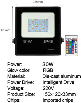 220V Rgb Led Spotlight 10W 30W 50W Waterdichte Rgb Schijnwerper Reflector Projector Met Afstandsbediening Voor outdoor Verlichting