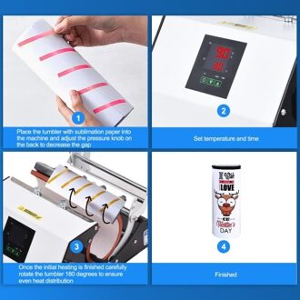 220V Tumbler Heat Press Machine for 11oz-20oz Sublimation Straight Blank Skinny Tumblers Mugs Glass DIY Mug Cup Heat Transfer Print with Temperature Time Setting