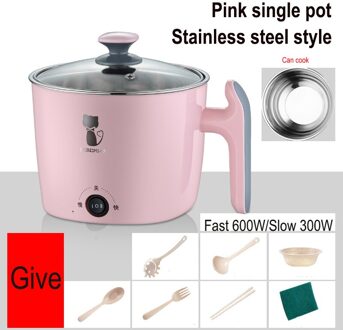 220W Multifunctionele Elektrische Rijstkoker Hotpot Mini Non-stick Voedsel Noodle Koken Koekenpan Ei Stoomboot Soep Stoofpot koekenpan 1