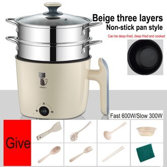 220W Multifunctionele Elektrische Rijstkoker Hotpot Mini Non-stick Voedsel Noodle Koken Koekenpan Ei Stoomboot Soep Stoofpot koekenpan 6