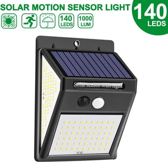 222 Led Solar Light Outdoor 4 Modi Motion Sensor Pir Wandlamp Waterdichte Solar Lamp Zonne-energie Zonlicht Tuin Decoratie 140LED-1Pack
