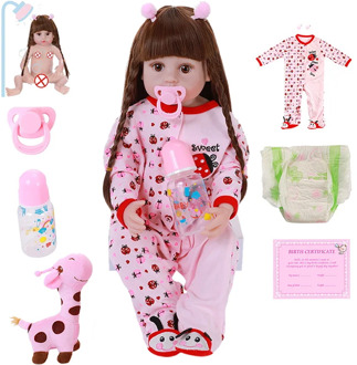 22inch 56cm Soft Vinyl Full Silicone Body Reborn Baby Doll Ladybug Clothes Princess Straight Long Hair For Kids Christmas Gifts