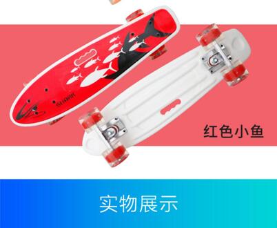 22Inch Kids Cruiser Skateboard Speelgoed Professionele Mini Skateboard Met Led Light Up Wielen Voor Kinderen H rood vis