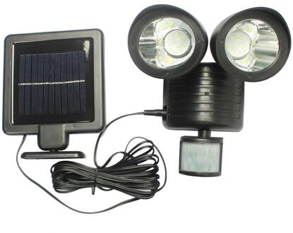 22LED Powered Pir Motion Sensor Wandlampen Solar Beveiliging Schijnwerper Dual Head Buiten Licht Solar Tuin Yard Light