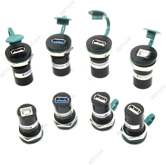 22mm mounting diameter USB 2.0 USB 3.0 USB B Type Convertor Socket 22mm USB Panel mount connector with Dust cover