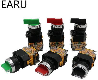 22MM Selector Knob Rotary Switch Latching Momentary 2NO 1NO1NC 2 3 Position DPST 10A 400V Power Switch ON/OFF Red Green Black