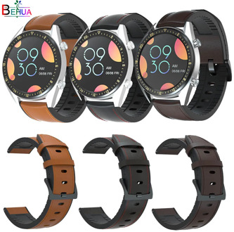 22mm silicone +Leather Straps Watchband Wristband For Samsung Gear S3/For Huawei Watch GT GT2 /Amazfit GTR 47mm Smart Wriststrap