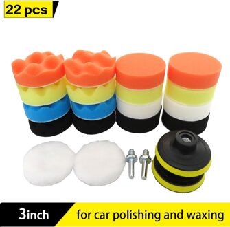 22Pcs Auto-Polijsten-Pad 3 Inch Golf Spons Polijsten Waxen Pad Kit Voor Auto Polijstmachine Met M10 boor Adapter Verwijdert Krassen