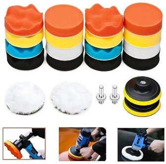 22Pcs Auto Waxen Sponzen Polijsten Pad Boor Spons Kit Set Auto Accessoires Waxen Foam Seal Borstels Reparatie Tools