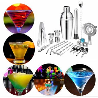 22Pcs Barman Kit Cocktail Shaker Rvs Bar Set Martini Maker Tool 750ml