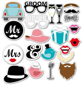 22pcs Enkele Meisje Auto Photo Booth Props Photobooth Bruiloft Gunsten Bril Papieren Kaart Grappige Masker Partij Decoratie Photocall E