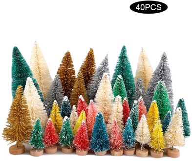 22Pcs Mini Grenen Bomen Set Sisal Sneeuw Bomen Plastic Winter Sneeuw Decoratie Tafelblad Bomen Crafting Feestartikelen Desktop Decor