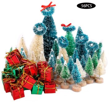 22Pcs Mini Grenen Bomen Set Sisal Sneeuw Bomen Plastic Winter Sneeuw Decoratie Tafelblad Bomen Crafting Feestartikelen Desktop Decor