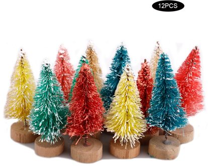 22Pcs Mini Grenen Bomen Set Sisal Sneeuw Bomen Plastic Winter Sneeuw Decoratie Tafelblad Bomen Crafting Feestartikelen Desktop Decor