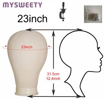 23 Inch Training Mannequin Hoofd Canvas Hoofd Display Styling Mannequin Mannequin Hoofd Pruik Stand Gratis Krijgen T Naald Houder