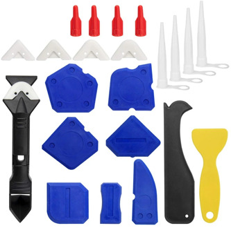 23 Pieces Caulking Tool Kit, 3 in 1 Caulking Tools Silicone Sealant Finishing Tool Grout Scraper Caulk Remover and Caulk Nozzle