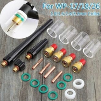 23 Stks/set Tig Lastoorts Gas Lens Onderdelen 10 Warmte Cup Collet Kit Voor WP-17/18/26 Tig Lastoorts argonbooglassen Gewrichten