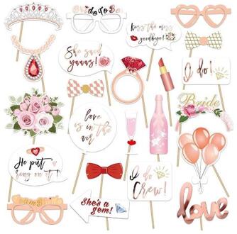 23 Stks/set Van Fotografie Props Kleur Rose Gold Bril Kroon Ring Krans Foto Props Bruiloft Accessoires