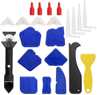 23 stuks Caulking Tool Kit, 3 in 1 Breeuwen Gereedschap Siliconenkit Afwerking Tool Grout Schraper Kalefateren Remover en Kalefateren Nozzle