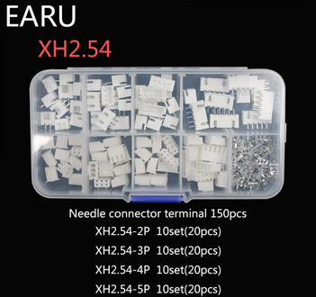 230pcs XH2.54 2p 3p 4p 5 pin 2.54mm Pitch Terminal Kit / Housing / Pin Header JST Connector Wire Connectors Adaptor XH Kits Box