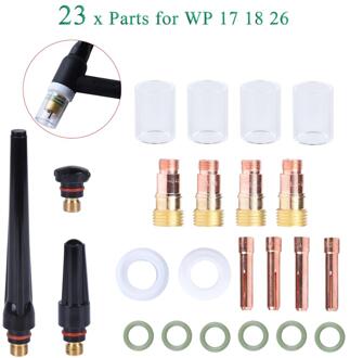 23Pcs Tig Lastoorts Stubby Gas Lens Voor WP17 WP18 WP26 Tig Terug Cap Collet Lichamen Spares Kit Pyrex glas Cup Accessoires