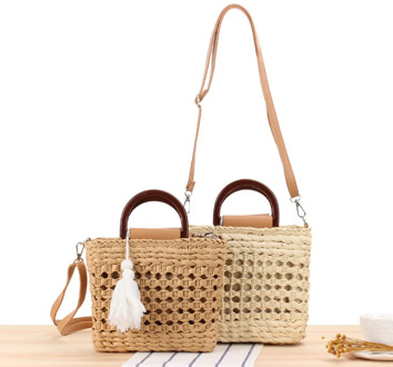 23x21CM New Small Fresh Hand-carrying Dual-purpose Woven Bag With Crossbody Tassel Ins Casual Vacation Straw Bag a7149