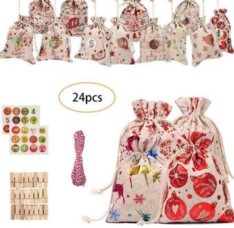 24/31 stuks Nummers Zak Kerst Advent Kalender Ornament DIY Advent Kalender Kerst Decoraties voor Thuis Nieuwjaar 32