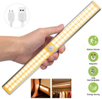 24/40/60 LED USB Rechargeable Under Cabinet Light Wireless Motion Sensor Closet Light Magnetic Strip Kitchen Night Lamp For Room