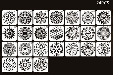 24/48Pcs Mandala Stencils Diy Tekeningsjabloonbestand Schilderij Scrapbooking Papier Card Embossing Album Decoratieve Craft