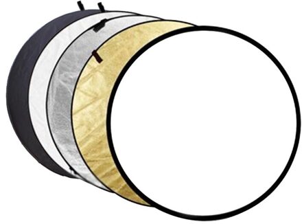 24 "60Cm 5in1 Reflector Fotografie Inklapbare Draagbare Licht Diffuser Ronde Reflector Voor Foto Multi Kleur Zilverachtig Zwart