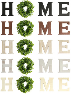 24.9cmx23.6cm DIY Grass Ring Wooden Home Letter Slice Pendant Hanging Wedding Birthday Party Home Decoration Ornament Handcrafts