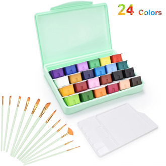 24 Colors HIMI Gouache Paint Set Watercolor Paints 30ml Jelly Cup Design with Paint Brushes for Artists Students Art Supplies