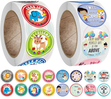 24 Designs Kid Reward Stickers Cute Kawaii Encourage Slogan Labels for Kindergarten Children Student Teacher Toy Scrapbooking
