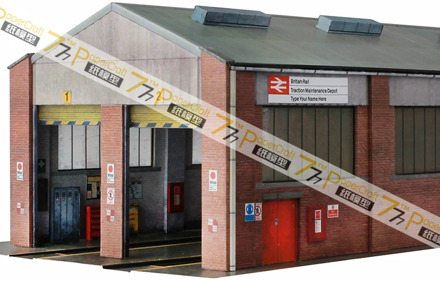 24 Diesel Garage 3D Paper Model OO HO N Scale 1:56 1:64 1:76 1:87 1:150 Train Construction Scene Children Adult Educational Toys