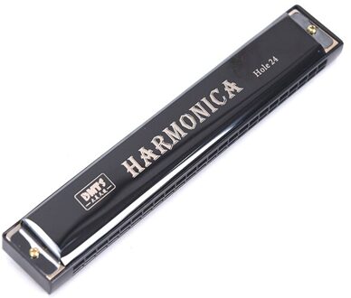 24 Gat Van C Spelen Harmonica Tremolo Harmonica Mondharmonica Dubbele Rij Voor Musical Beginner zwart