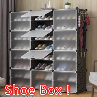 24 Grids 8 Level Transparent Shoes Box Drawer Case Plastic Shoe Boxes Stackable Box Shoe Organizer Shoebox Storage Shoe Rack HWC