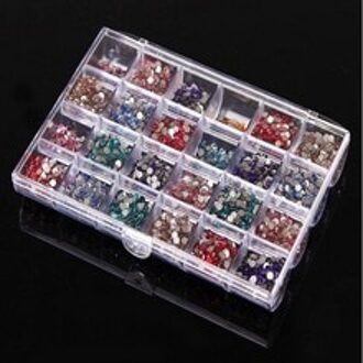 24 Grids Plastic Lege Nail Opbergdoos Organizer Case Clear Transparante Nail Art Rhinestone Tips Sieraden Kralen Container