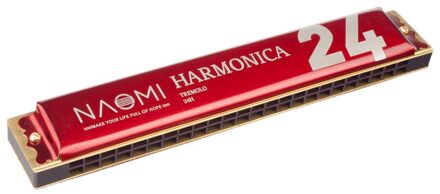 24 Holes Tremolo Harmonica Sleutel Van C Rvs Mondharmonica Mondharmonica Met Case Wind Instrument Rood