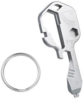 24 In 1 Rvs Multi-tool Key Vormige Pocket Tool Sleutelhanger Flesopener zilver