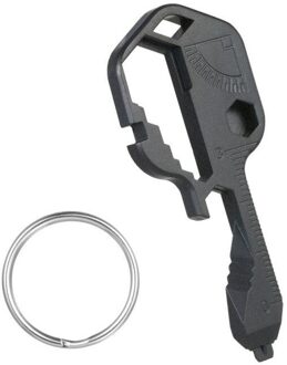 24 In 1 Rvs Multi-tool Key Vormige Pocket Tool Sleutelhanger Flesopener zwart