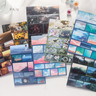 24 in 1 Vintage Film of Light Shadow Paper Stickers Diy Scrapbooking Supplies Travel Stationery Stickers